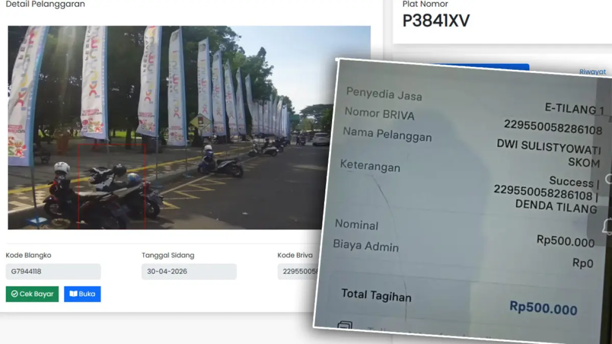 ETLE Banyuwangi makin ketat. Pelanggaran marka di Kepatihan berujung denda Rp500 ribu. Warga diingatkan jangan sembarang parkir. (Istimewa)