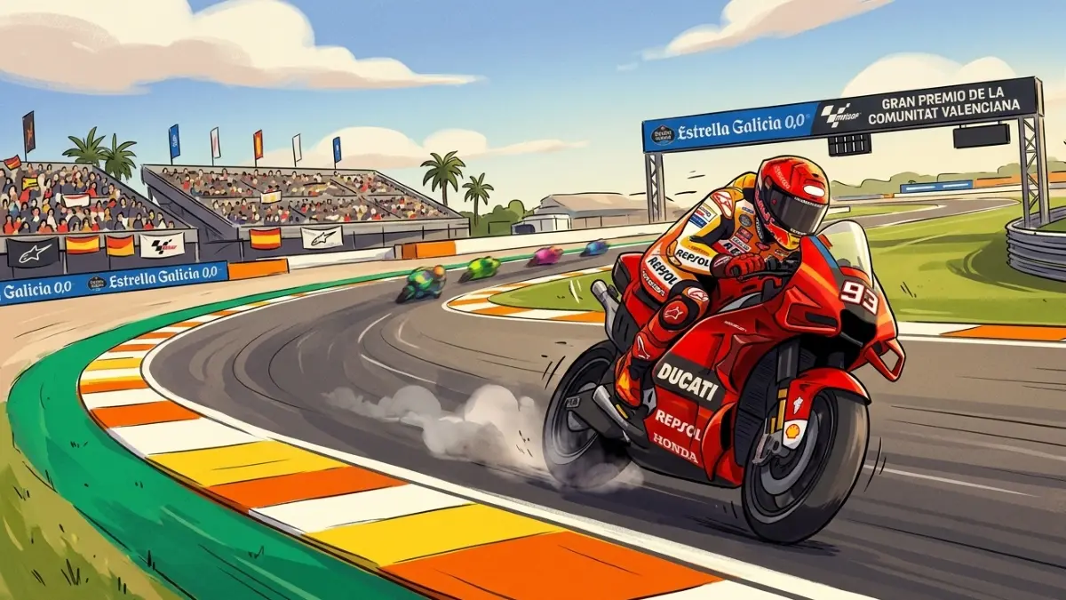 Ilustrasi Marc Marquez ungkap momen paling gugup saat pertama kali tes Ducati di Valencia 2023. (Gemini AI)