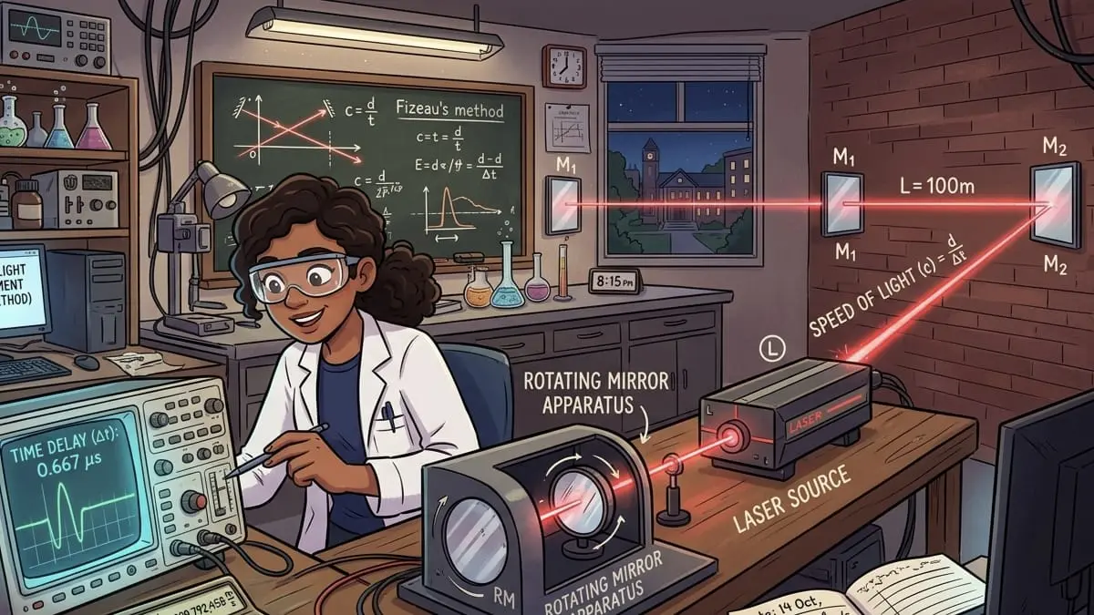 Ilustrasi seorang ilmuwan sedang mengukur kecepatan cahaya. (Gemini AI)