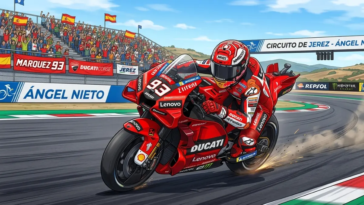 Ilustrasi spekulasi pensiun Marc Márquez di MotoGP 2026 menguat. (Gemini AI)