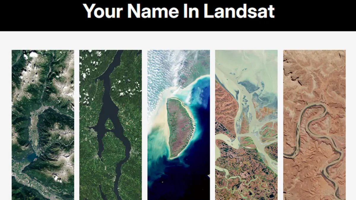 Ejaan nama "RADAR" yang dibuat dengan citra satelit melalui laman Your Name In Landsat milik NASA. (science.nasa.gov/specials/your-name-in-landsat)