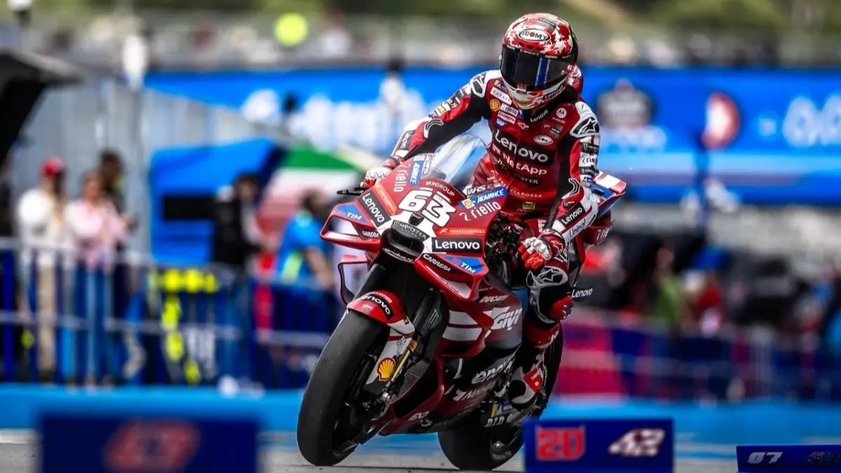 Francesco Bagnaia gagal uji modifikasi baru Ducati usai kecelakaan di sesi latihan MotoGP Jerez. (Ducati)