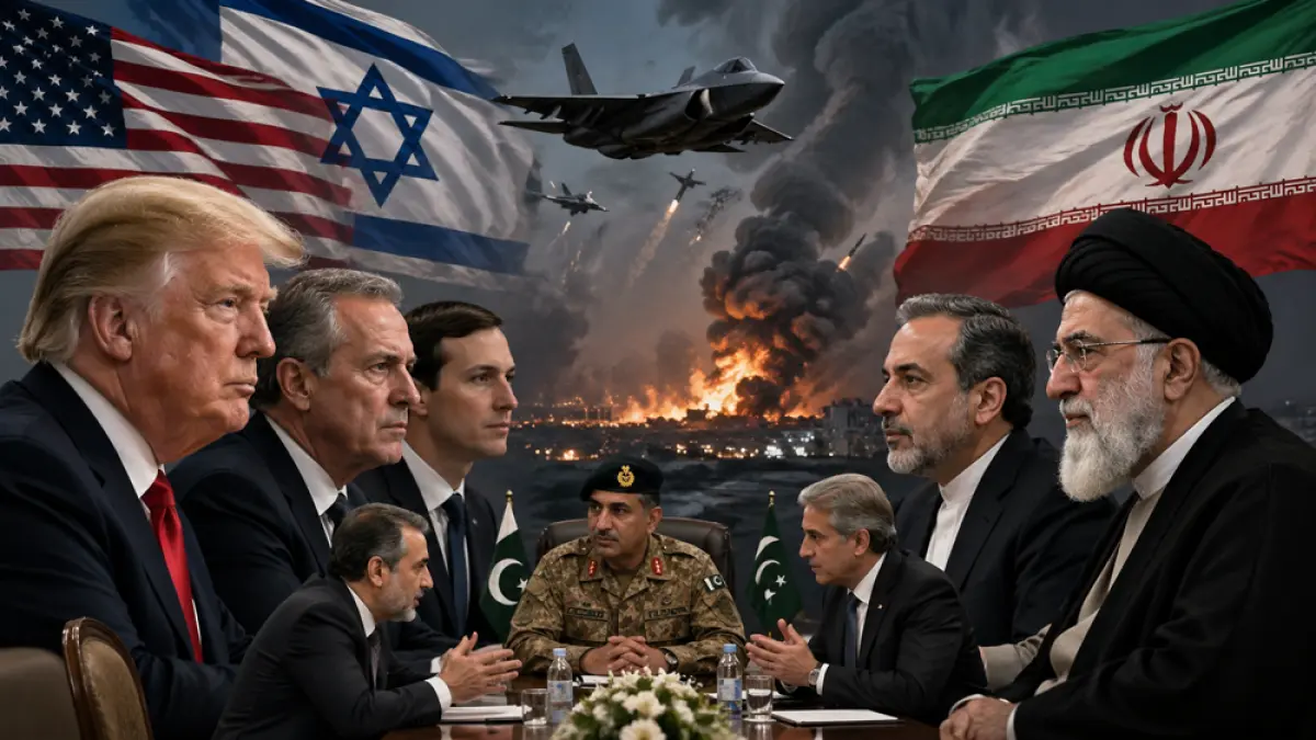 Drama Diplomasi Perang AS–Israel vs Iran: Utusan Trump Batal ke Pakistan, Perdamaian Masih Abu-abu. (ChatGPT Image)