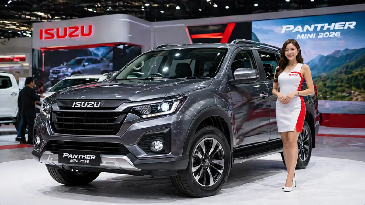 Isuzu Panther Mini 2026 hadir dengan mesin diesel irit 20 km/l dan kabin luas 9 penumpang. Siap jadi penantang kuat MPV di Indonesia. (Ilustrasi ChatGPT Image)