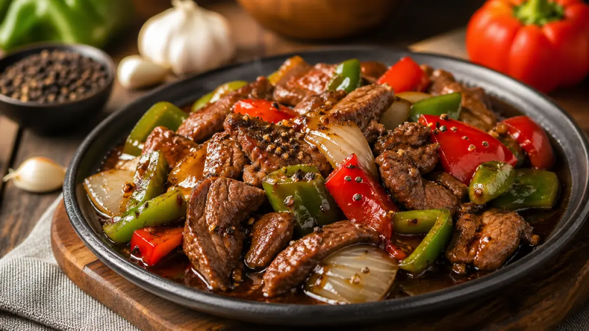 Resep daging sapi lada hitam ala restoran, gurih pedas dan juicy. Simak bahan, cara masak, dan tips agar hasil empuk dan lezat. (ChatGPT Image)