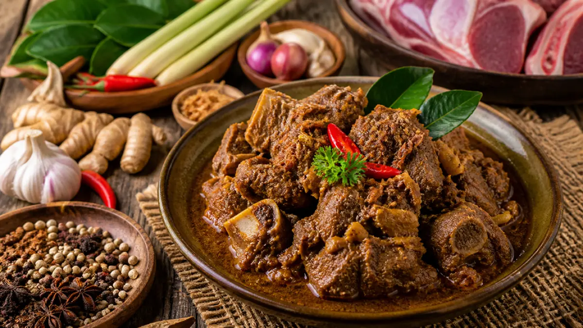 Di momen Idul Adha, daging kurban bukan sekadar bahan makanan, tetapi juga simbol kebersamaan. Dengan pengolahan yang tepat, hidangan kambing bisa tampil lebih lezat, empuk, dan menggugah selera untuk dinikmati bersama keluarga. (ChatGPT Image)