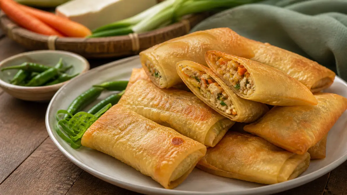 Resep martabak tahu sayur renyah dan gurih. Camilan sederhana, mudah dibuat di rumah, lengkap bahan dan tips agar tidak lembek. (ChatGPT Image)