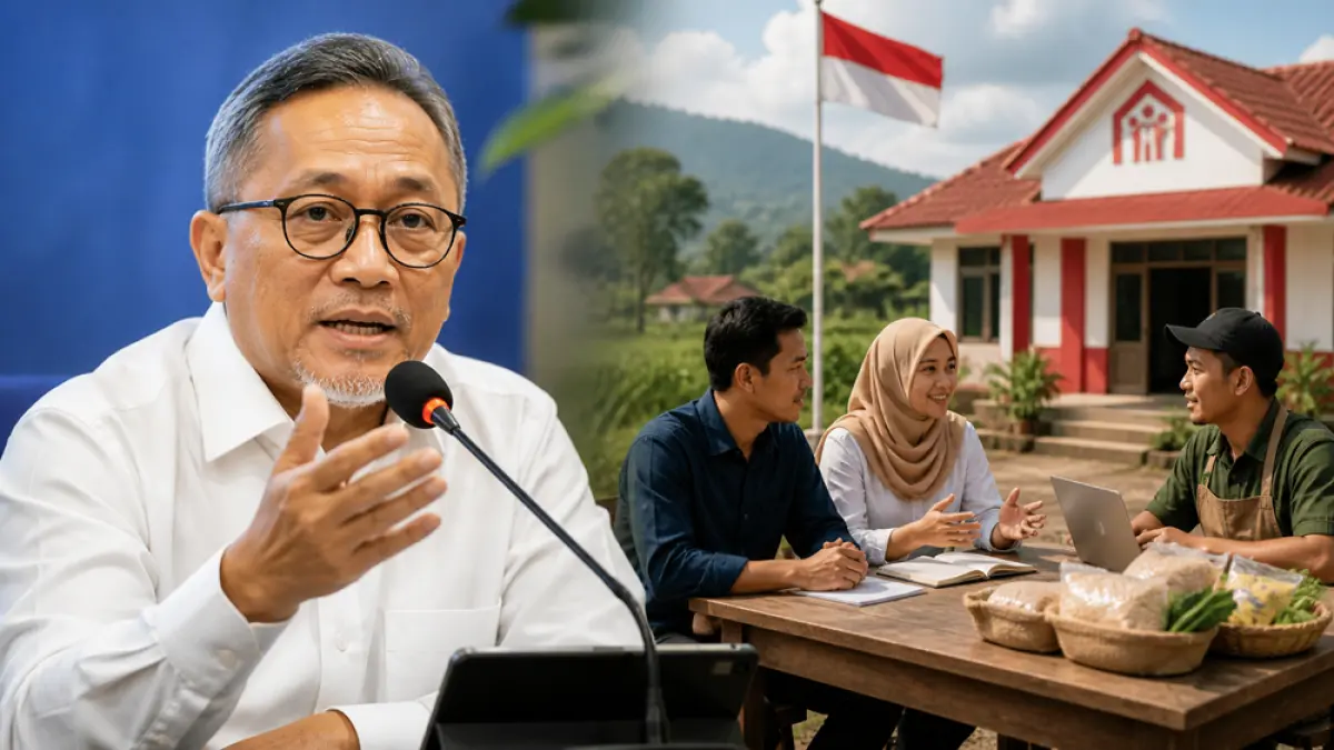 Zulkifli Hasan ungkap skema gaji manajer Koperasi Merah Putih. Dibayar Agrinas, kontrak 2 tahun sebelum jadi petugas koperasi desa. (Ilustrasi ChatGPT Image)
