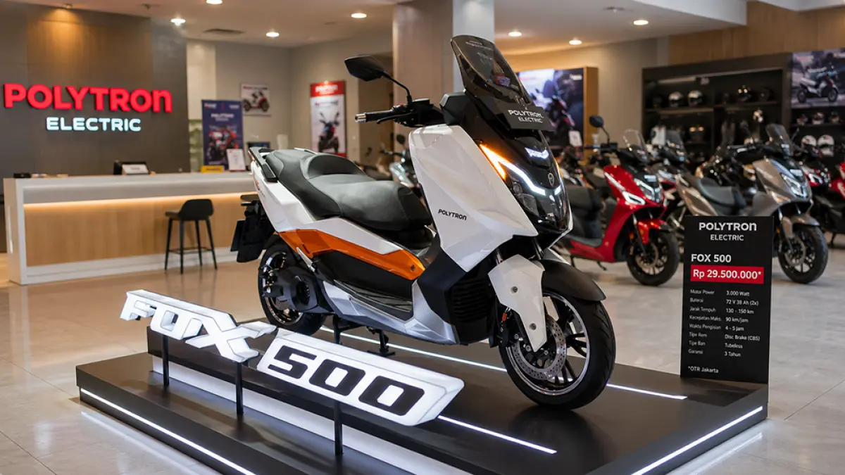 5 motor listrik terbaik 2025 di Indonesia hadir dengan desain futuristik, fitur canggih, dan jarak tempuh hingga 210 kilometer. (Ilustrasi ChatGPT Image)