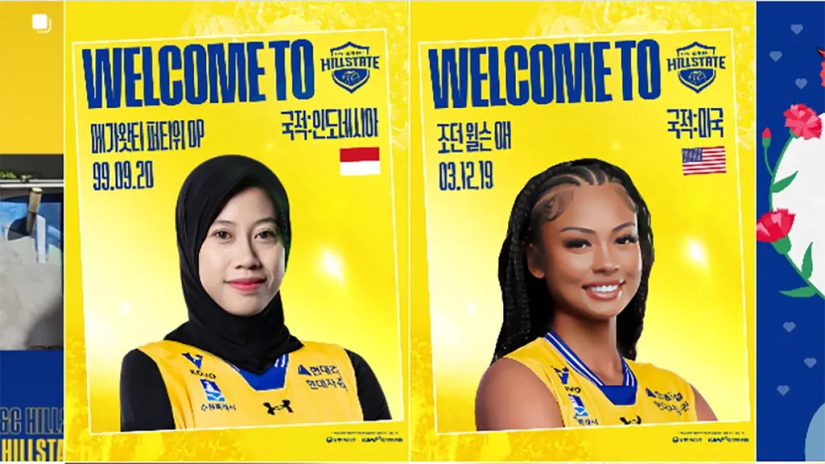 Duet Megawati Hangestri dan Jordan Wilson di Hyundai Hillstate jadi ancaman serius bagi Red Sparks pada Liga Voli Korea 2026/2027. (Instagram @hdecvolleyballteam)