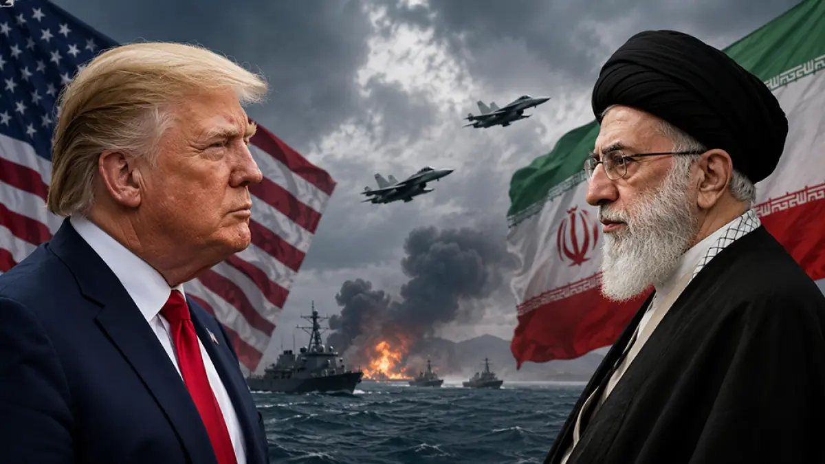 Donald Trump menolak proposal damai Iran dan menyebutnya sampah. Ketegangan AS-Iran di Selat Hormuz kini makin memanas. (ILUSTRASI CHATGPT IMAGE)