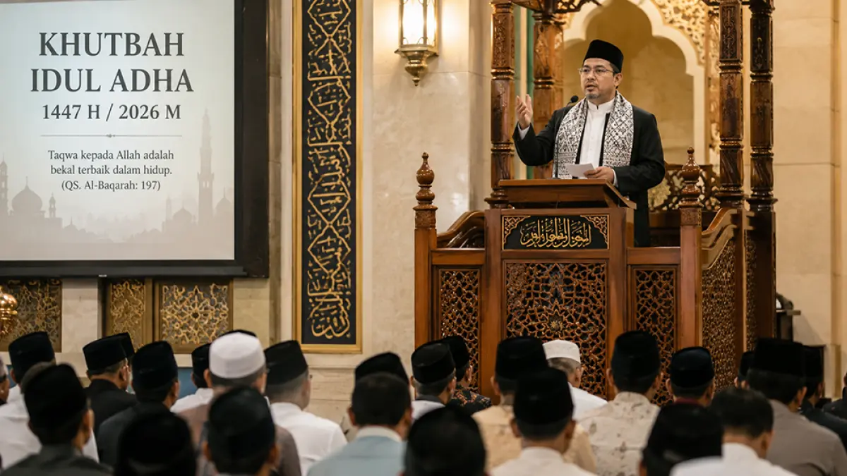 Contoh materi khutbah Idul Adha 2026 siap dibacakan saat salat Id. (ChatGPT)