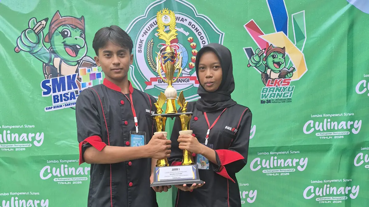 Dian Prakoso dan Zahra Ferdila Sandy, Raih Juara I Lomba Kuliner Tingkat Banyuwangi.