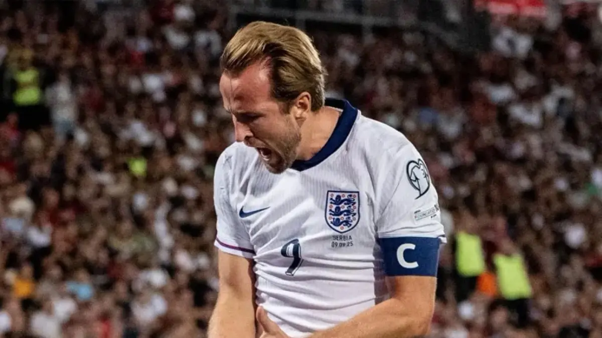 Harry Kane merayakan gol untuk timnas Inggris di fase kualifikasi Piala Dunia 2026. (Dok. X/@HKane)