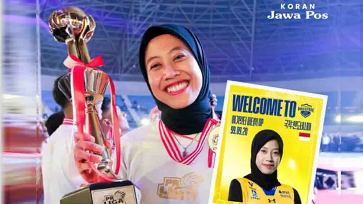 Megawati Hangestri resmi gabung Hyundai Hillstate dan mendapat julukan baru “Kim Yeon-koung-nya Indonesia” dari media Korea Selatan. (Instagram @koran.jawapos)