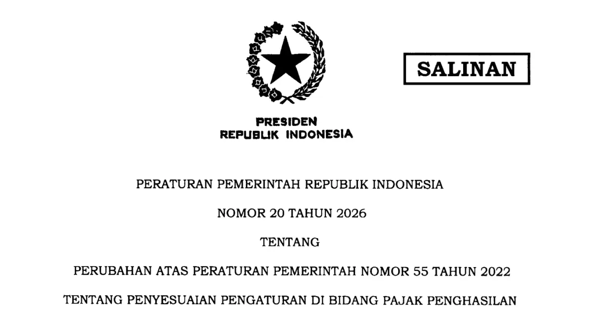 Pemerintah Coret CV dan PT dari Penerima PPh Final 0,5 Persen, Mulai Berlaku Lewat PP 20/2026, Fasilitas Pajak UMKM Kini Hanya untuk Wajib Pajak Orang Pribadi, PT Perorangan, dan Koperasi.