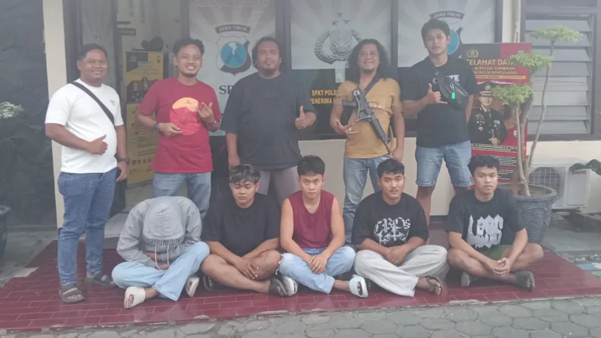 Empat pelaku pengeroyokan pelajar smp dibekuk, pemicunya diduga rivalitas oknum perguruan silat. (Humas Polresta Banyuwangi)