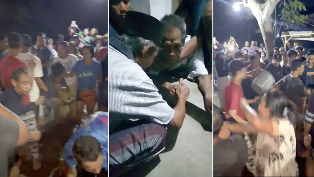 KEBO-KEBOAN: Warga Dusun Sukodono, Desa Aliyan, Kecamatan Rogojampi, Banyuwangi, mulai kerasukan masal menjelang ritual adat pada Senin maalm (1/6). (Agus for Radar Banyuwangi)