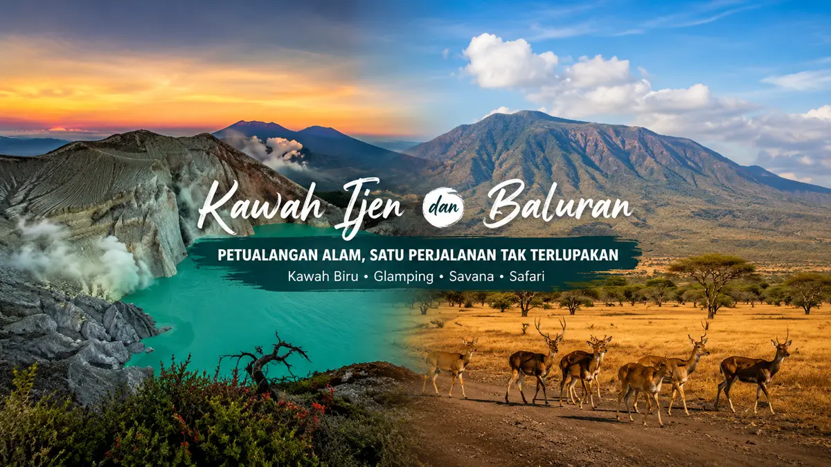 Safari Glamping Ijen 2D1N, Perpaduan Api Biru, Sunrise, dan Savana Afrika di Banyuwangi. (ChatGPT)