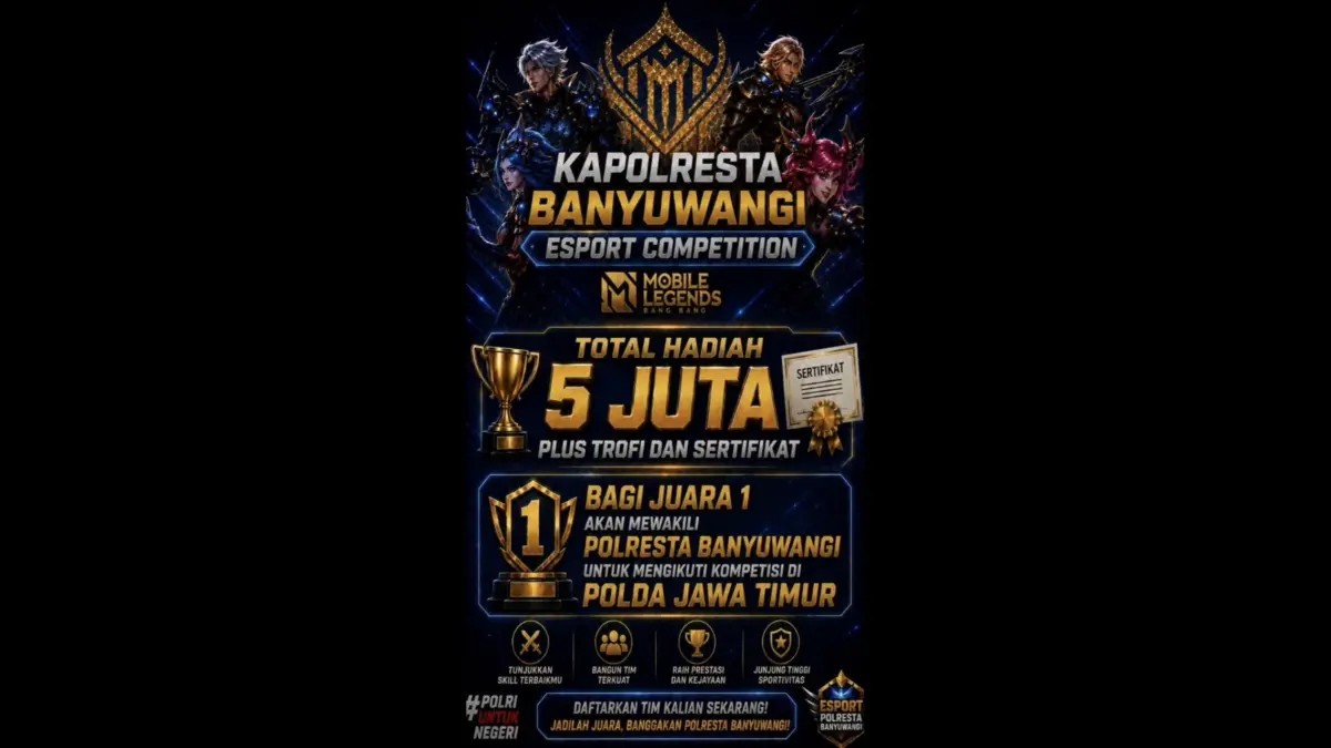 Polresta Banyuwangi menggelar Kapolresta Banyuwangi Esport Competition Mobile Legends berhadiah Rp 5 juta. (Istimewa)