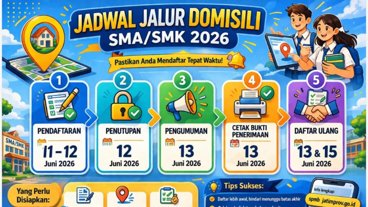 Jalur Domisili Diutamakan di SPMB Jatim 2026, Ini Skema Seleksi Terbarunya. (Disdik Jatim)