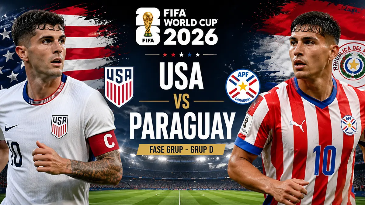 PERDANA: Amerika Serikat akan hadapi Paraguay di laga perdana Grup D Piala Dunia 2026. (ChatGPT Image)