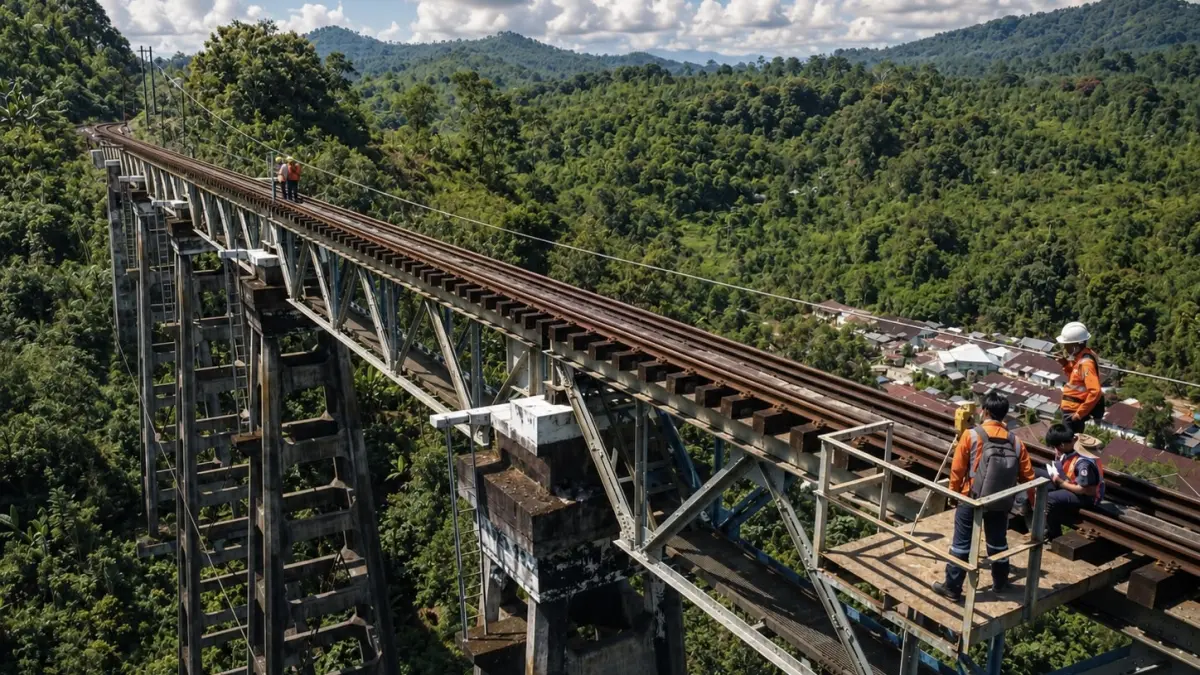 Jembatan Mrawan di Jember menjadi jembatan kereta api terpanjang di Daop 9 Jember. (KAI)