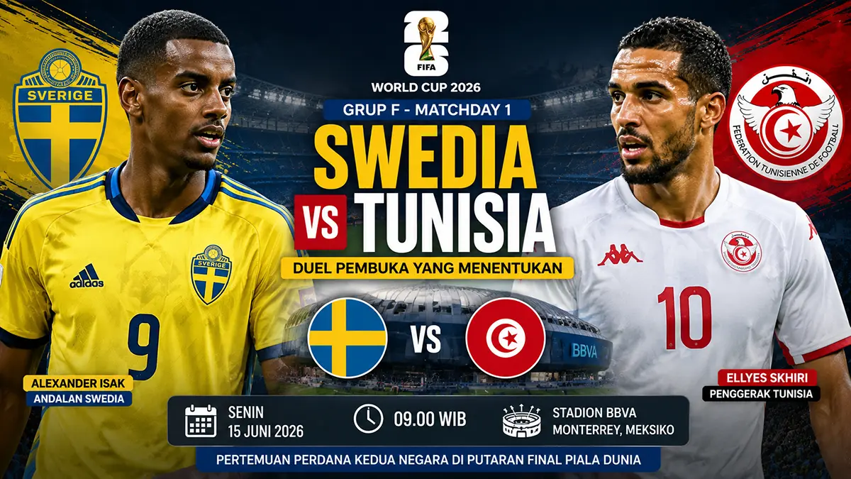 Prediksi Swedia vs Tunisia: Adu pengalaman Eropa dan disiplin Afrika di Grup F Piala Dunia 2026. (ChatGPT)