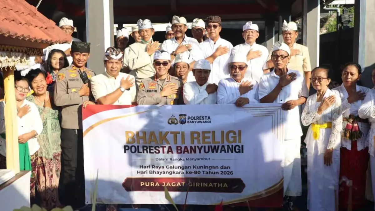 Kapolresta Banyuwangi hadiri perayaan Galungan dan Kuningan, perkuat toleransi antarumat beragama. (Humas Polresta Banyuwangi)