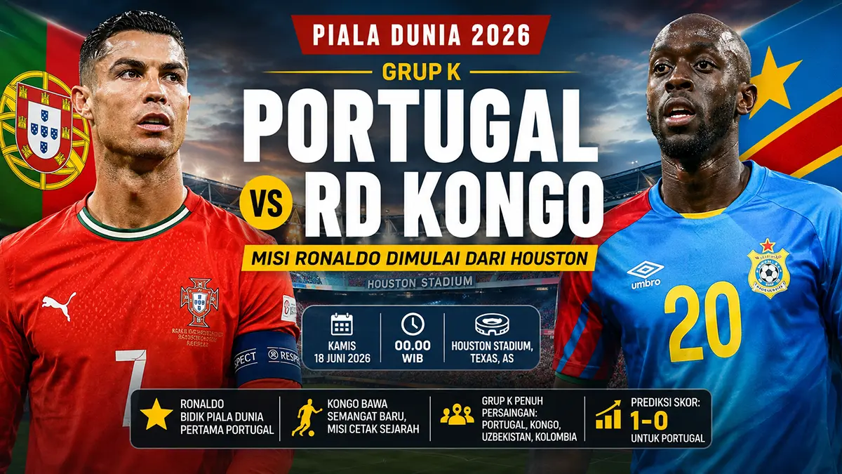 Prediksi Portugal vs RD Kongo: Misi terakhir Ronaldo di Piala Dunia dimulai, Portugal diunggulkan menang. (ChatGPT)