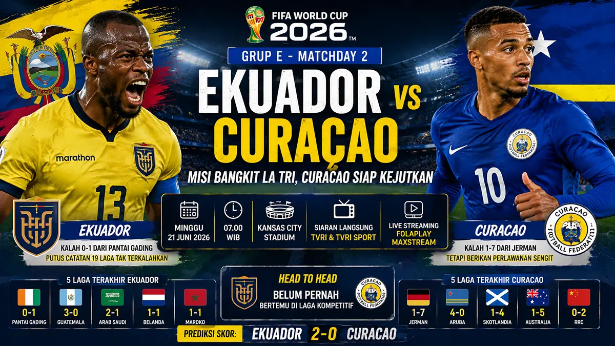 Tertekan usai kalah, Ekuador bidik kemenangan perdana atas Curacao. (ChatGPT)