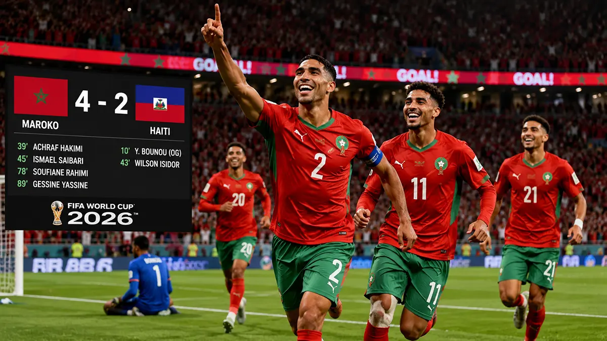 ILUSTRASI: Hakimi bersinar, Maroko dampingi Brasil ke fase gugur Piala Dunia 2026. (ChatGPT)