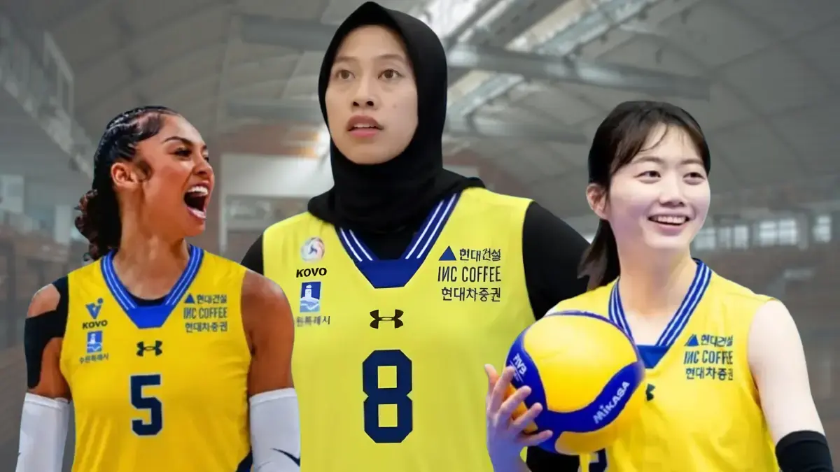 Megawati Hangestri Pertiwi (tengah) segera kembali berlaga di Liga Voli Korea bersama Hyundai Hillstate. (Kolase IG:hyundaihillstate_ec)