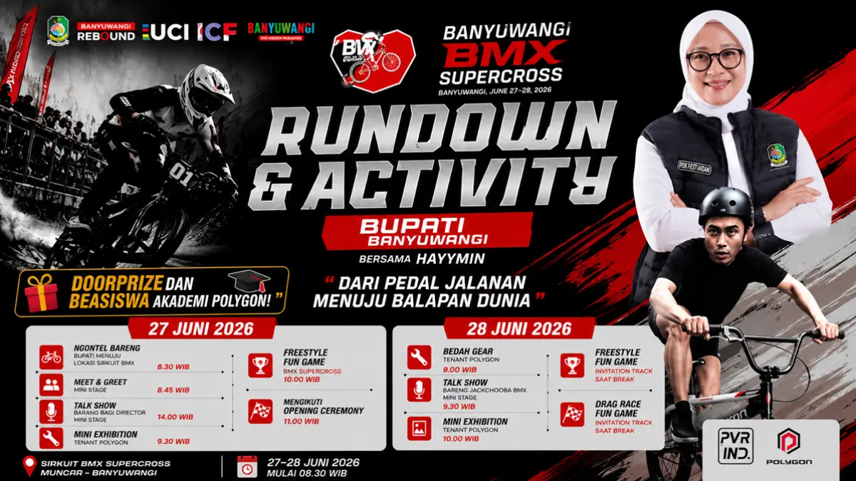 Banyuwangi BMX Supercross 2026 tak sekadar balapan, ajang ini juga hadirkan Festival BMX hingga peluang beasiswa. (IG @rsud.blambangan.banyuwangi)