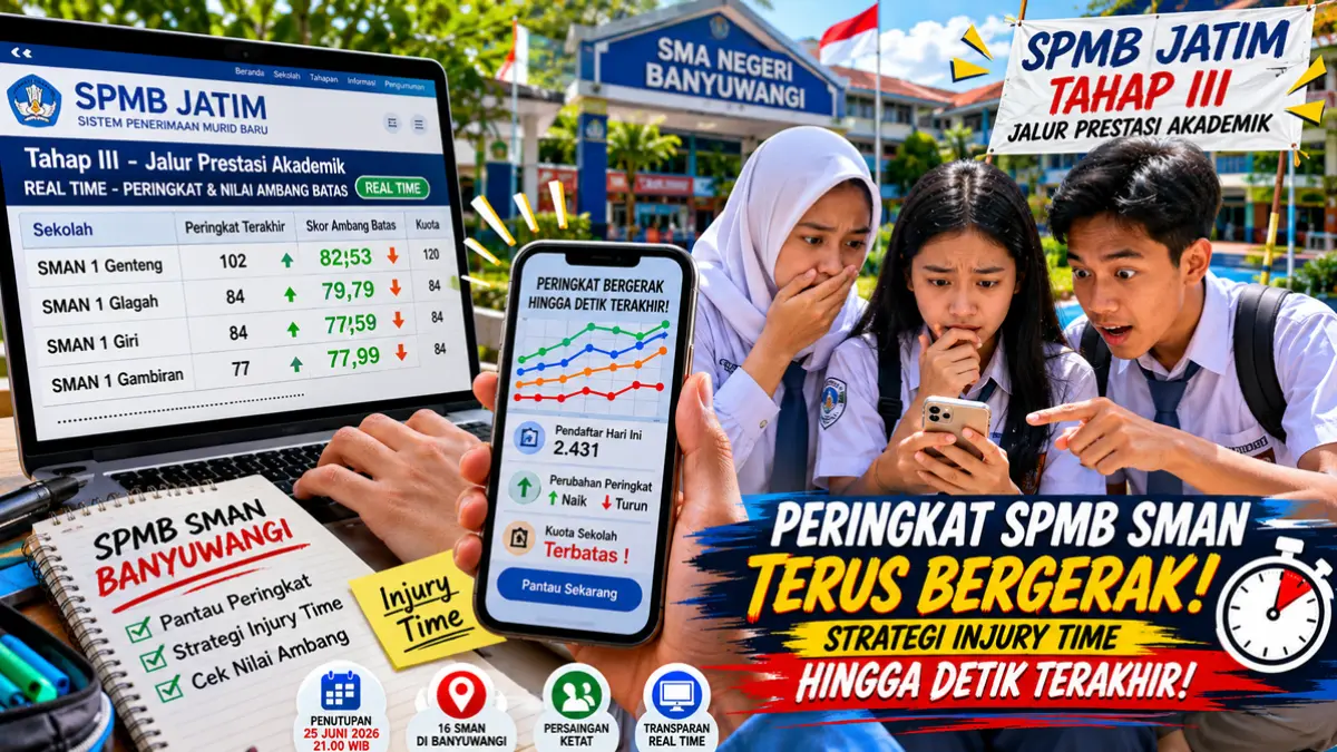 Jelang penutupan SPMB Banyuwangi, nilai ambang terus bergeser tiap menit. (ChatGPT)