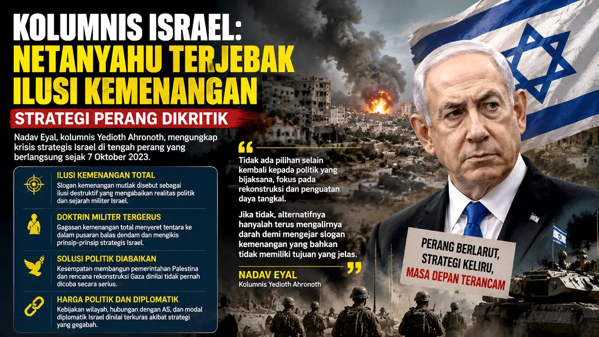 Kolumnis Israel sebut Netanyahu terjebak ilusi kemenangan, peringatkan krisis strategi perang. (ChatGPT)