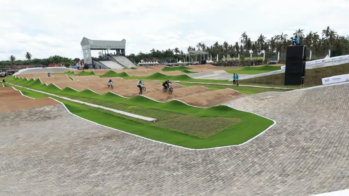 Lintasan 465 meter di Muncar, Banyuwangi, siap suguhkan duel sengit BMX Supercross 2026. (Humas Pemkab Banyuwangi)