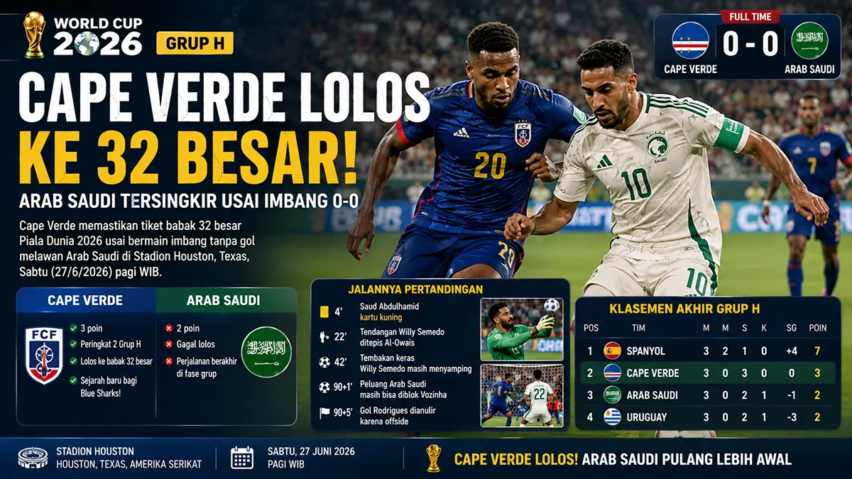 Imbang tanpa gol, Cape Verde amankan tiket babak 32 besar Piala Dunia. (ChatGPT)