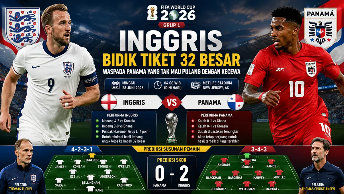 Inggris wajib waspadai Panama meski sudah tersingkir dari Piala Dunia. (ChatGPT)