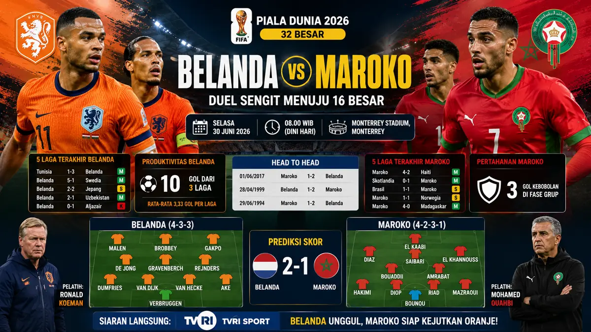 Belanda vs Maroko: Koeman waspadai disiplin Singa Atlas di babak gugur. (ChatGPT)