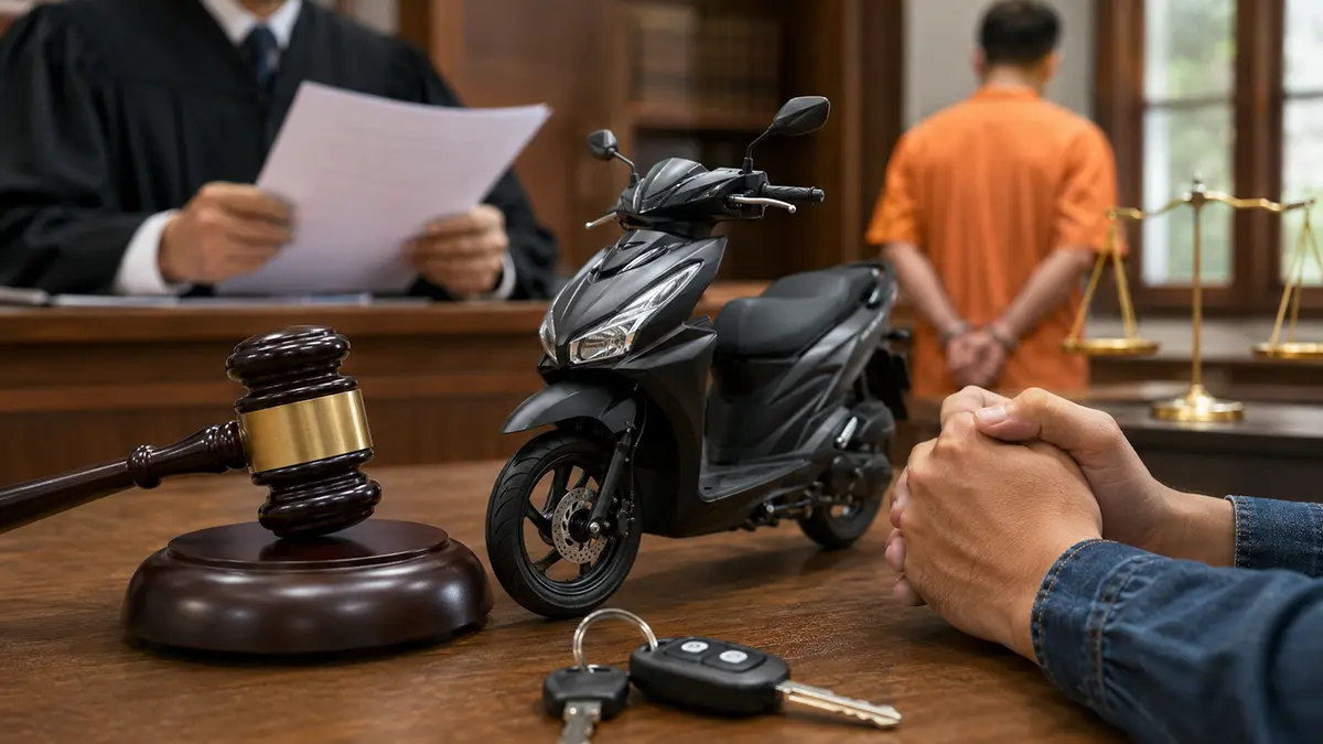 Motor masih kredit boleh dijual, tetapi harus lewat prosedur resmi. Simak aturan over kredit agar tidak melanggar jaminan fidusia dan terancam pidana. (Ilustrasi ChatGPT)