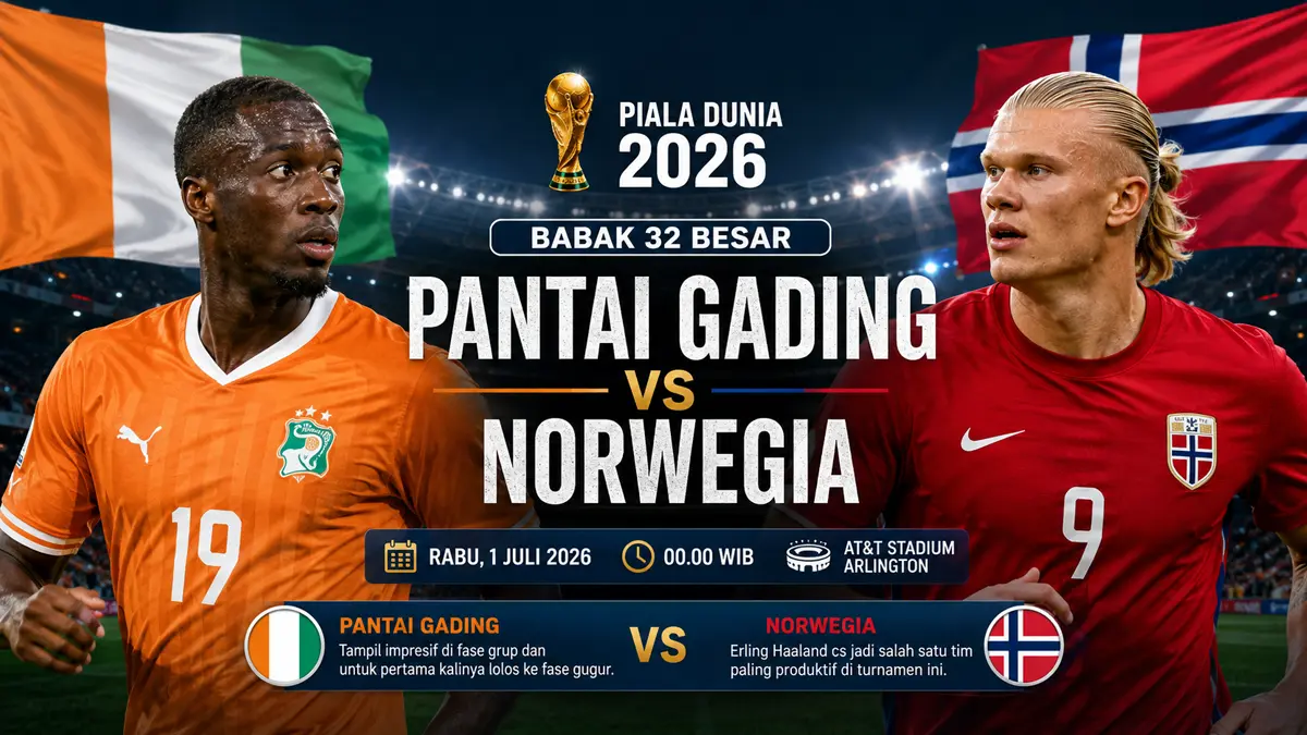 Haaland siap mengamuk, Pantai Gading andalkan Nicolas Pepe di 32 Besar Piala Dunia. (ChatGPT)