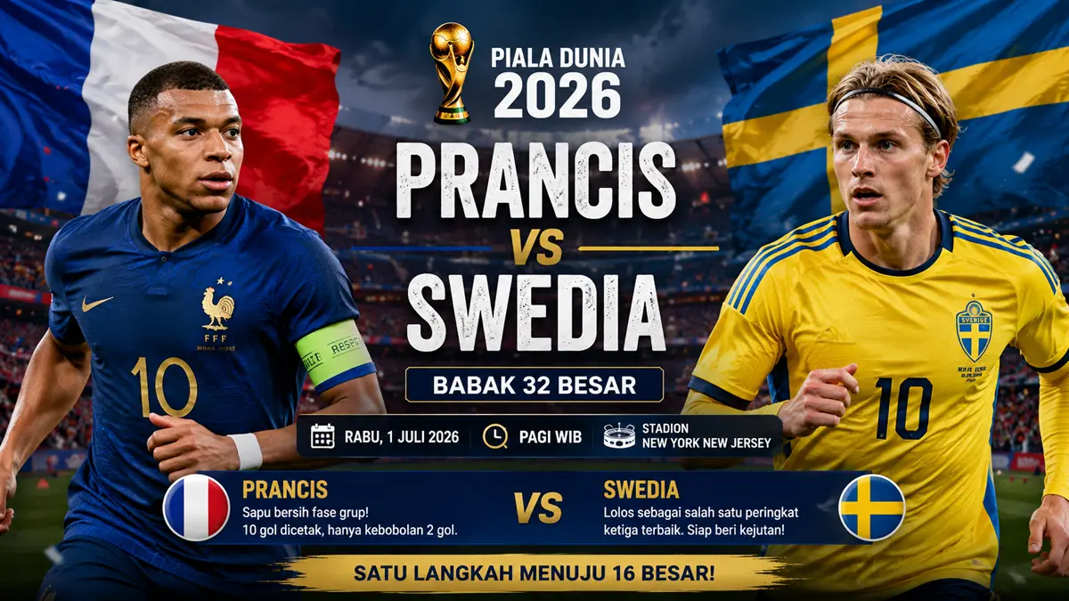 Prediksi Prancis vs Swedia: Les Bleus bidik tiket 16 besar, Blagult siap beri kejutan. (ChatGPT)