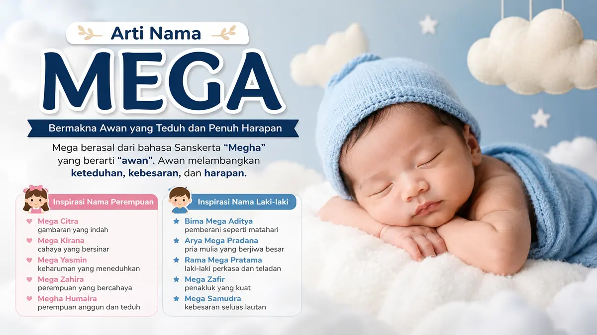 Arti nama Mega dalam Sanskerta, Lengkap dengan inspirasi nama bayi bermakna. (ChatGPT)