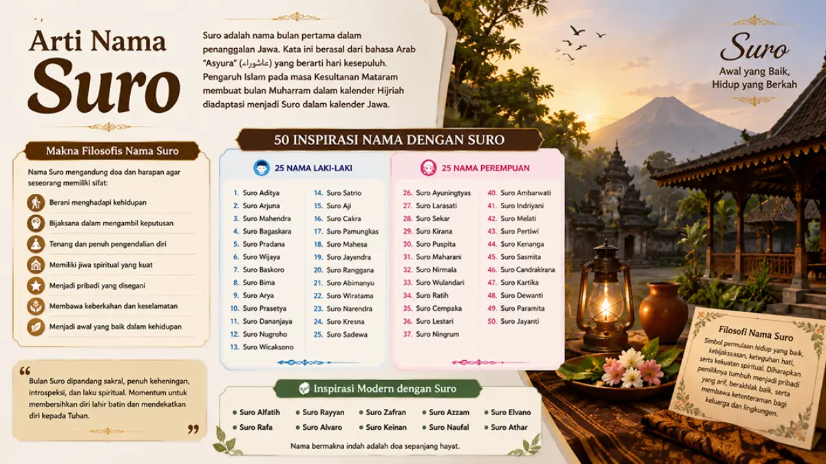 Arti nama Suro dan Inspirasi nama modern 2026. (ChatGPT)