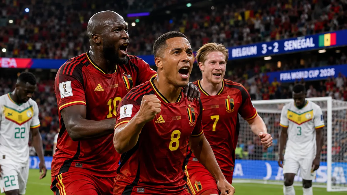 Hasil Belgia vs Senegal 3-2: Bangkit dari ketertinggalan dua gol, penalti Tielemans antar Setan Merah ke 16 besar Piala Dunia. (Ilustrasi ChatGPT)