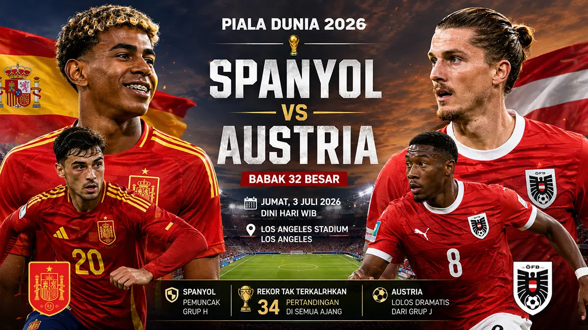 Rekor 34 laga tak terkalahkan Spanyol diuji Austria di fase gugur. (ChatGPT)