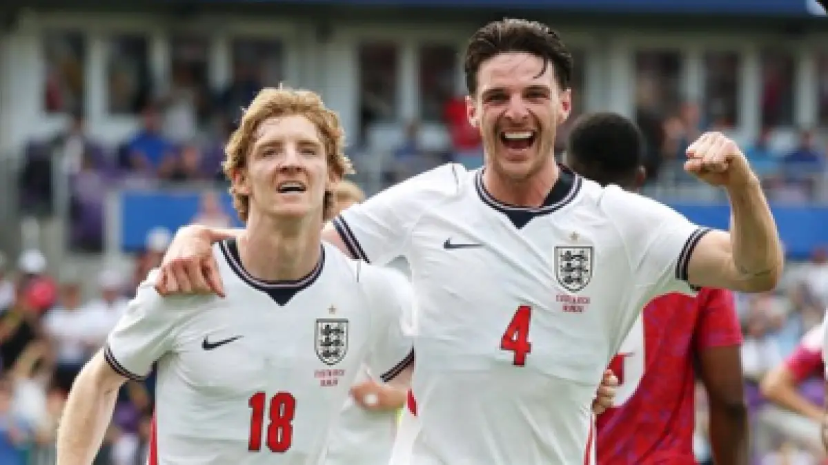 TANDA TANYA: Kondisi Declan Rice masih tanda tanya jelang laga versus Meksiko di babak 16 besar Piala Dunia 2026