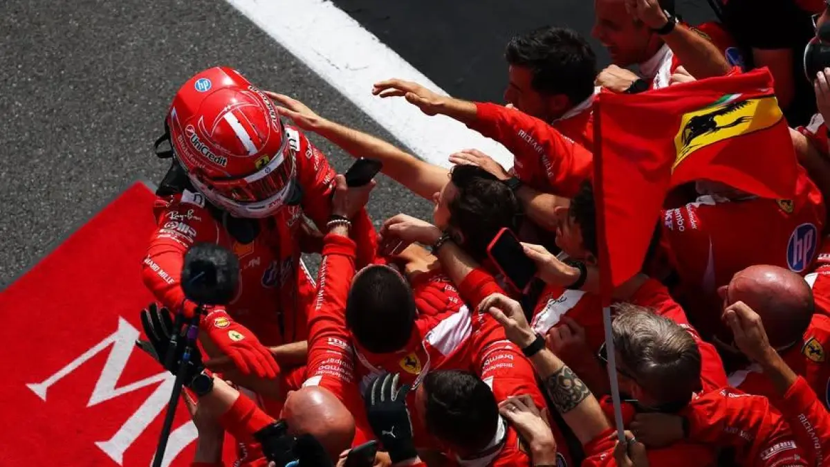 Pembalap Ferrari, Charles Leclerc memenangkan balapan F1 GP Inggris di Sirkuit Silverstone, Minggu (5/7/2026). (F1)