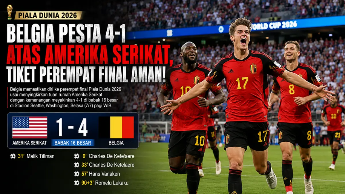 Belgia terlalu tangguh, AS tumbang 1-4 di kandang sendiri. (Ilustrasi ChatGPT)